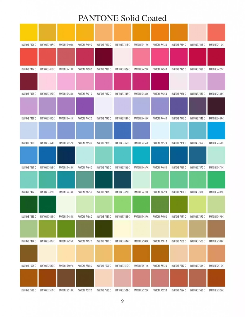 9 page Pantone Solid Coated