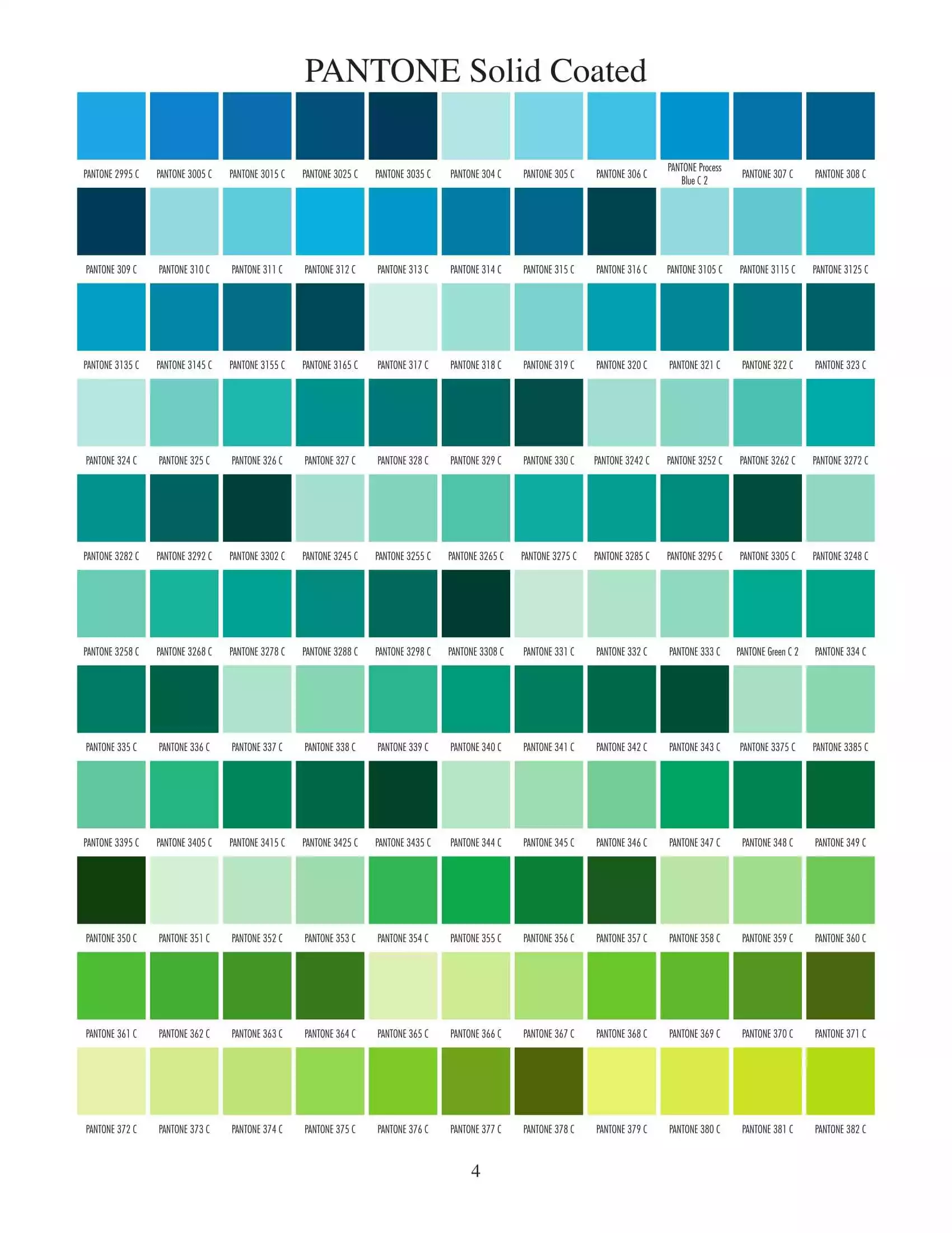 4 page Pantone Solid Coated