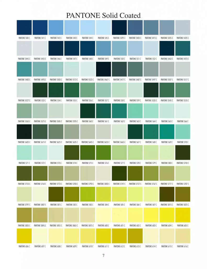 7 page Pantone Solid Coated