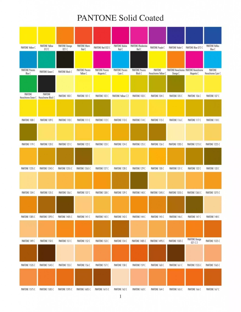 1 page Pantone Solid Coated