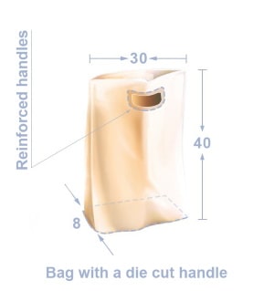 Bio bag with a die cut handles